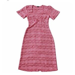 Komarov 100% Silk Geometric Print Midi Dress